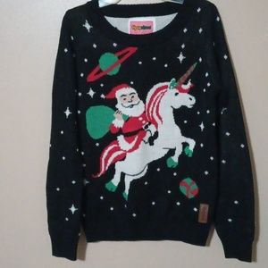 Tipsy Elves Santa Claus on Unicorn Ugly Xmas Sweater